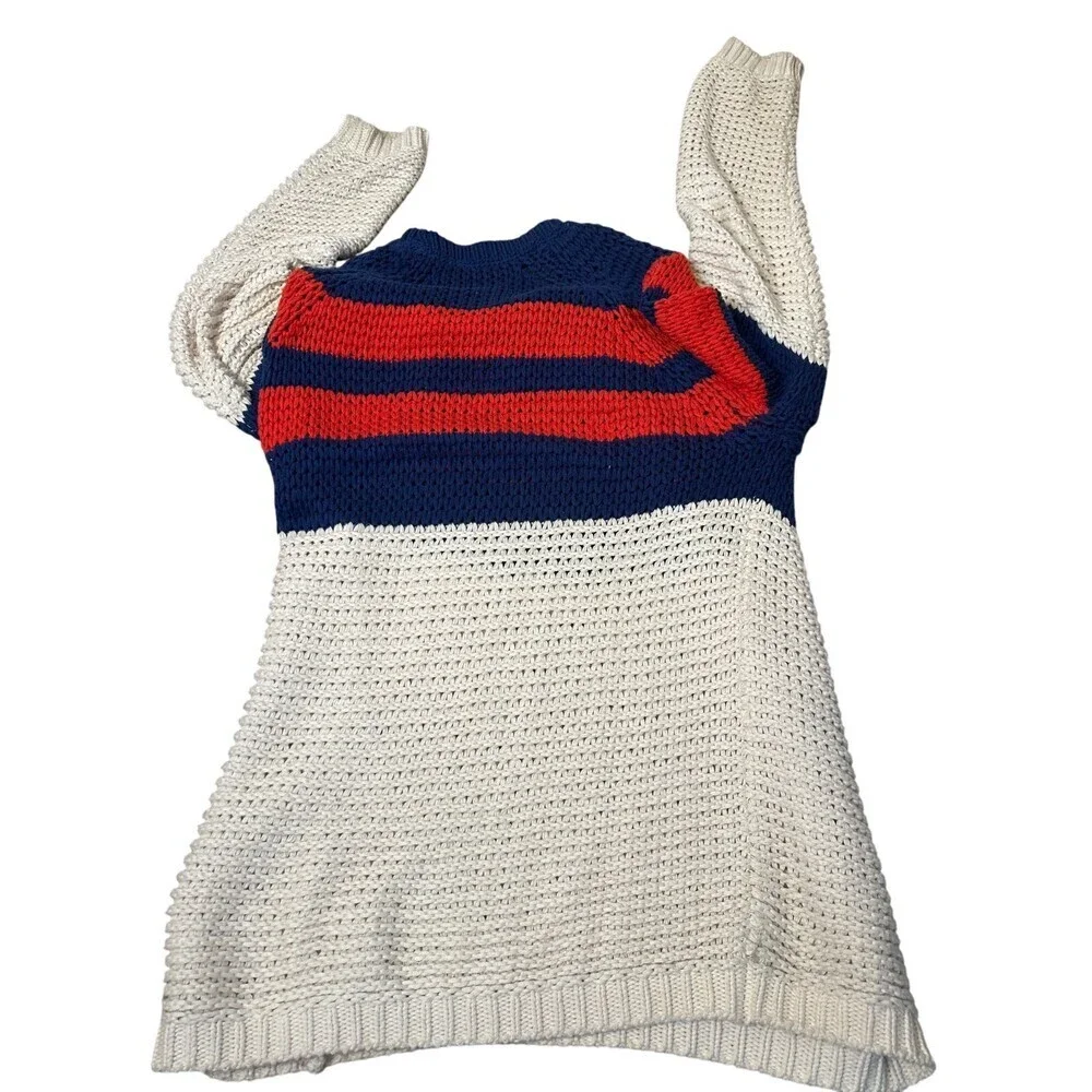 Scotch & Soda unisex men's sweater loose knit striped blue/orange/white SZ XL